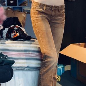 tan gold corduroy low rise pants